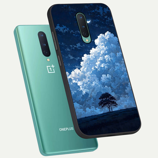 Midnight Sky Serenity phone case For OnePlus 8 showing premium glass back cover with detailed artwork