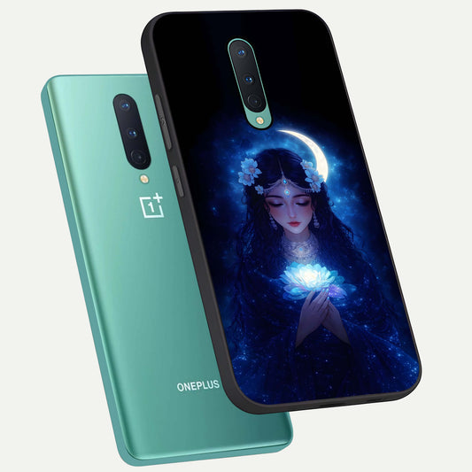 Mystic Moon Queen phone case For OnePlus 8 showing premium glass back cover with detailed artwork