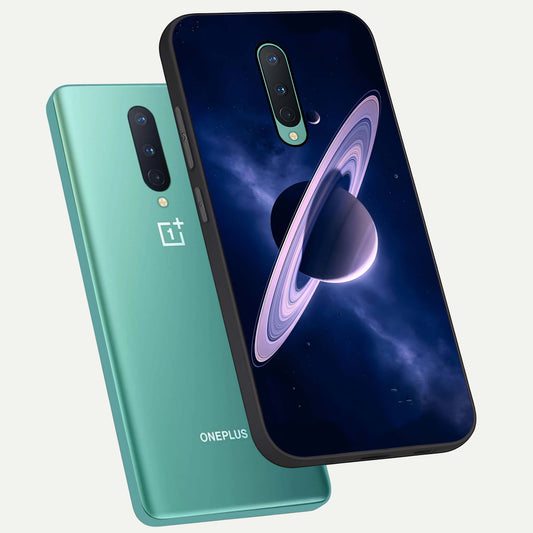 Saturn Ring Mystique phone case For OnePlus 8 showing premium glass back cover with detailed artwork