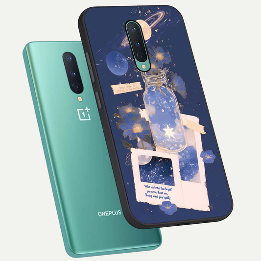 Starlit Cosmic Jar phone case For OnePlus 8 showing premium glass back cover with detailed artwork