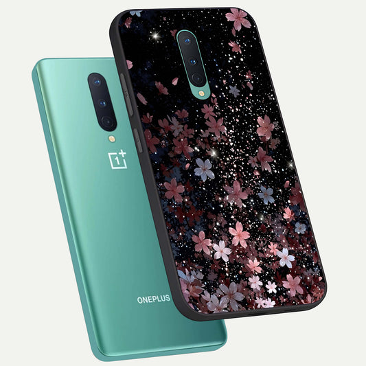 Starlit Flower Dreams phone case For OnePlus 8 showing premium glass back cover with detailed artwork