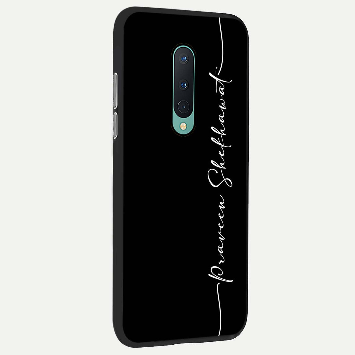 Black Tune Custom Name back cover For OnePlus 8 slim fit glass case with vibrant aesthetic design