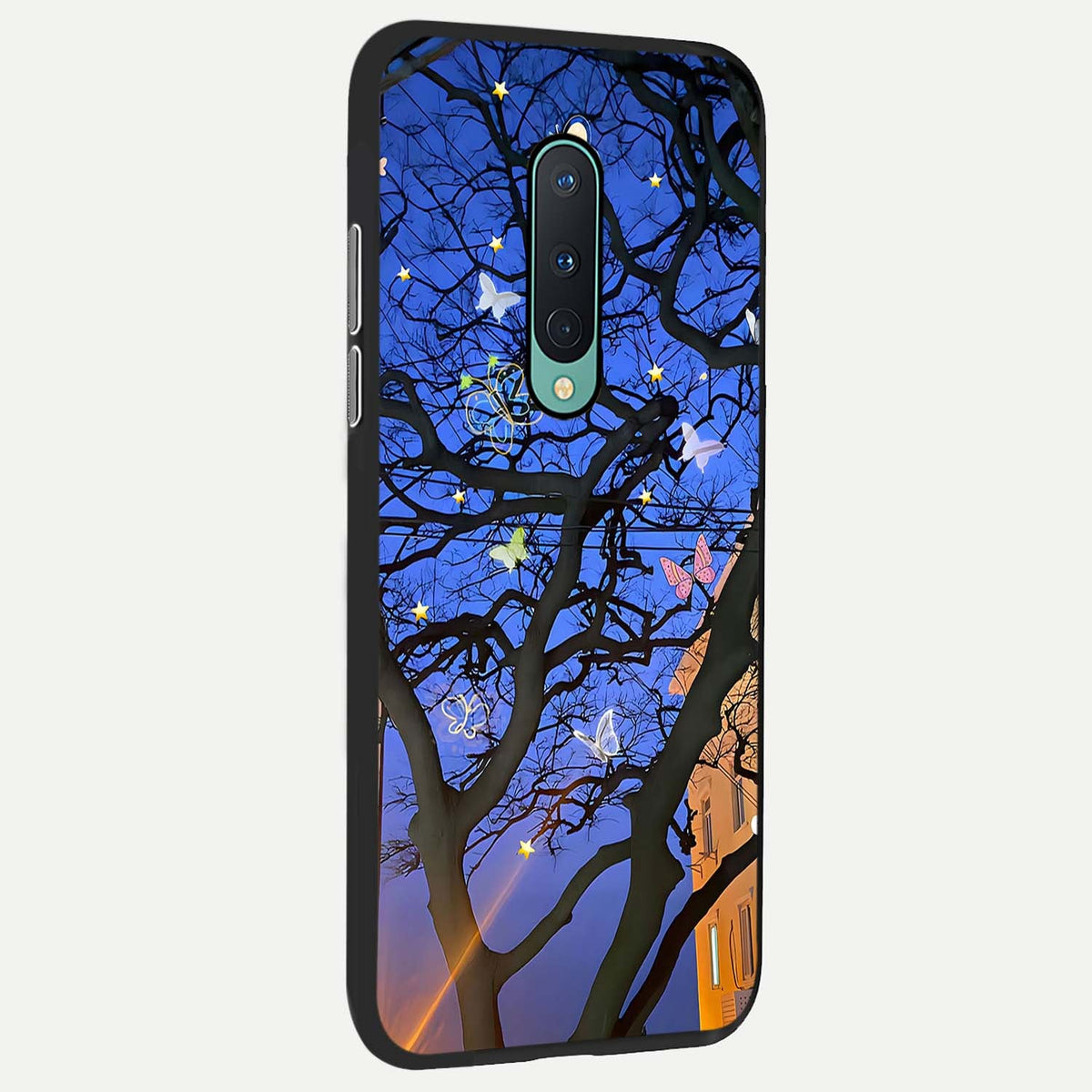 Butterfly Night Magic back cover For OnePlus 8 slim fit glass case with vibrant aesthetic design