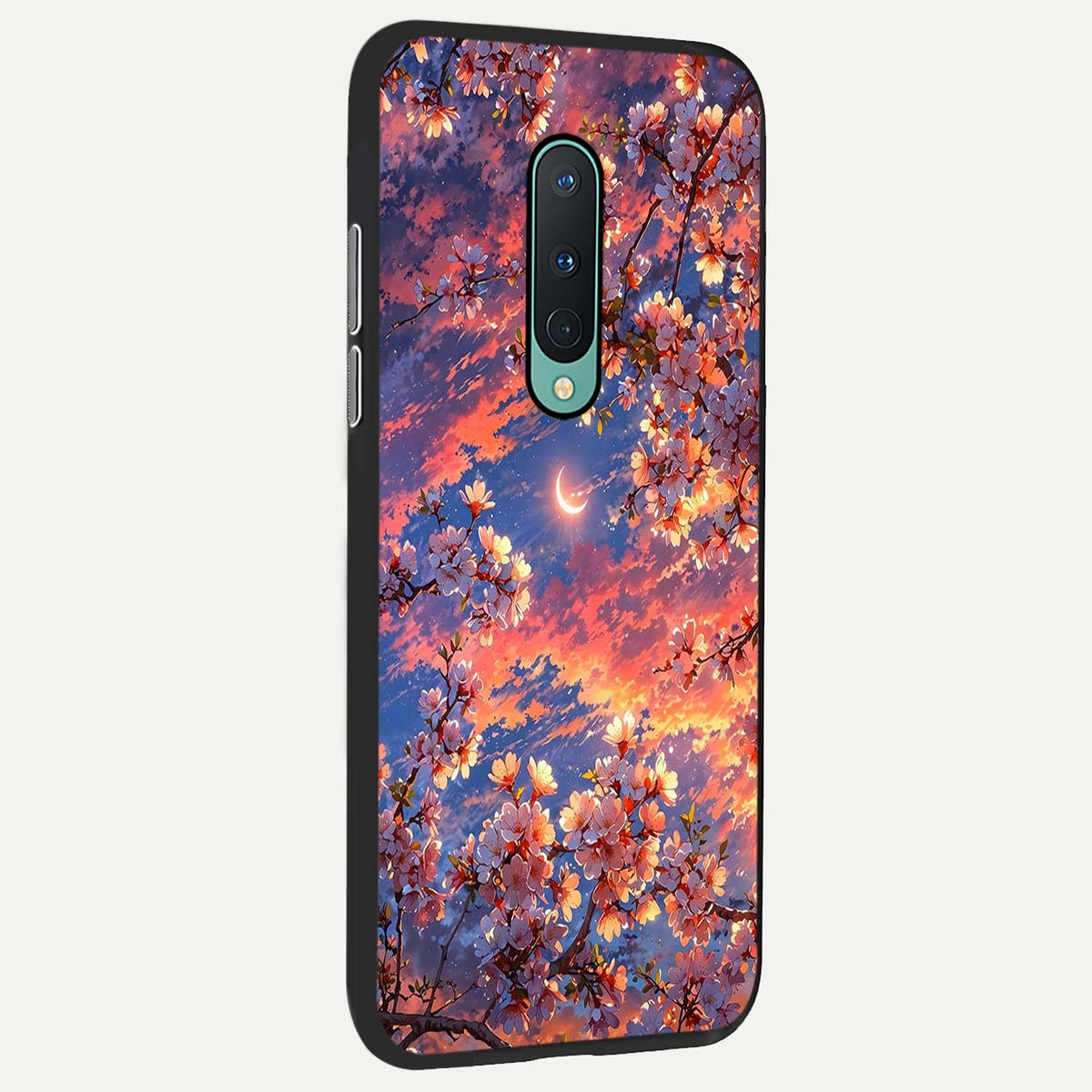 Celestial Sakura Sunset back cover For OnePlus 8 slim fit glass case with vibrant aesthetic design