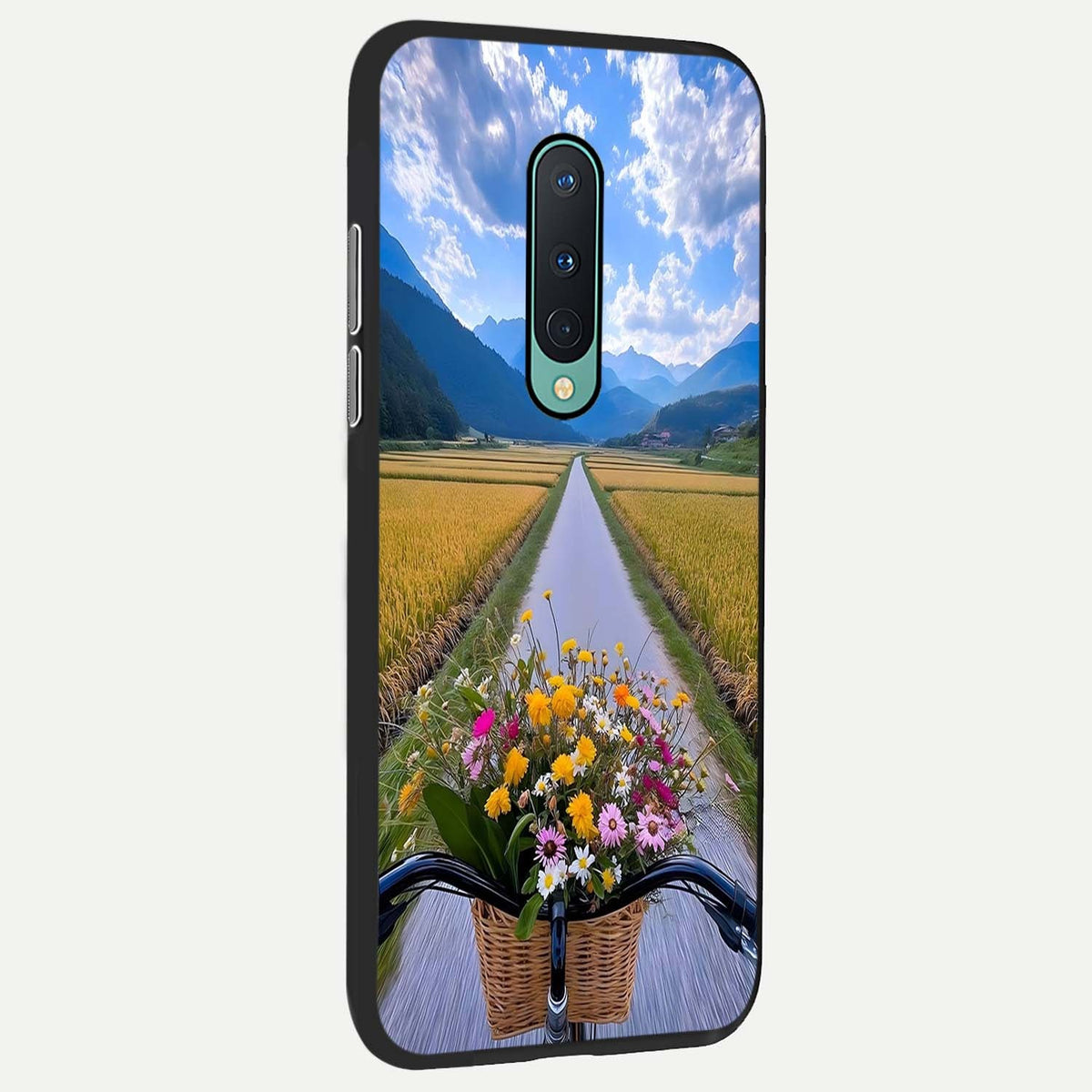 Golden Field Journey back cover For OnePlus 8 slim fit glass case with vibrant aesthetic design