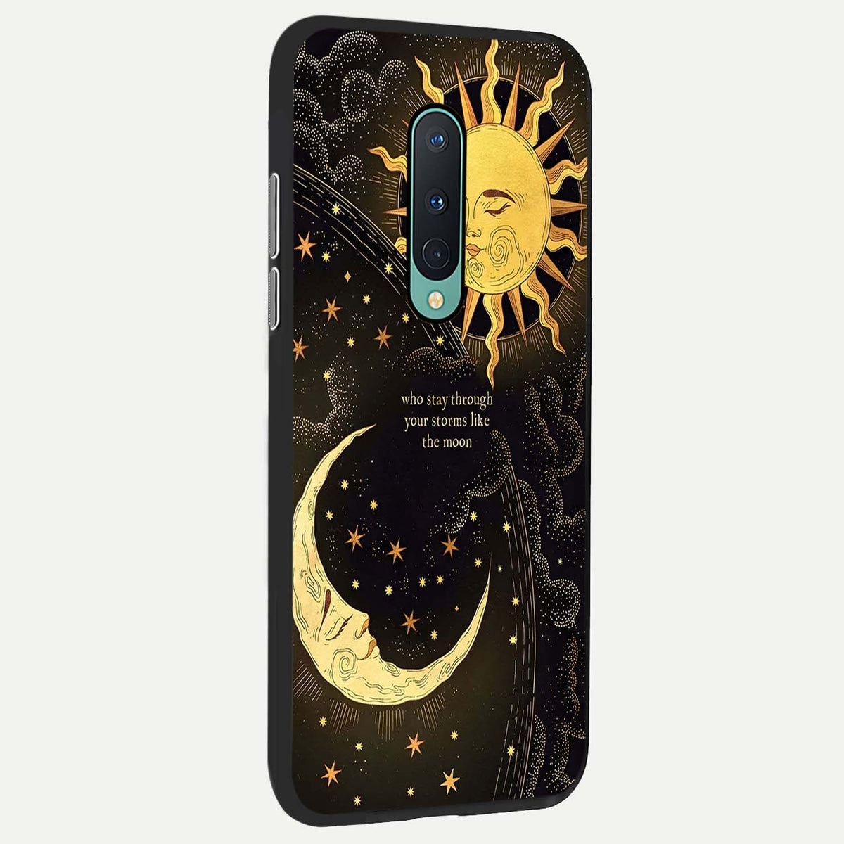 Golden Lunar Love back cover For OnePlus 8 slim fit glass case with vibrant aesthetic design