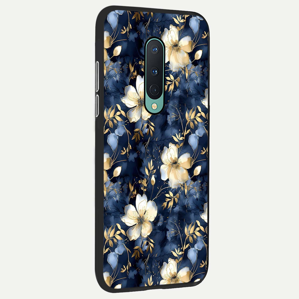 Golden Midnight Bloom back cover For OnePlus 8 slim fit glass case with vibrant aesthetic design