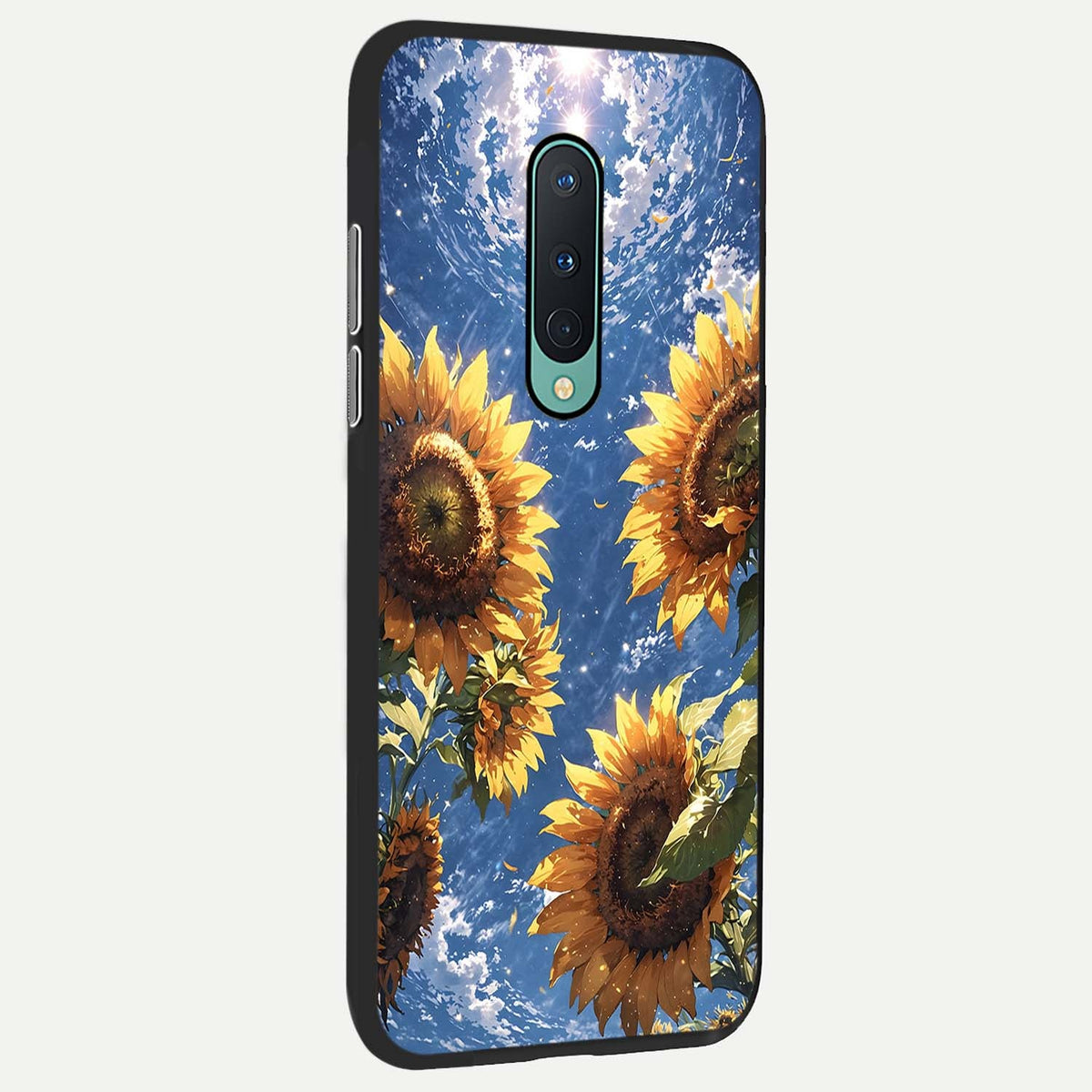 Heavenly Sunflower Rise back cover For OnePlus 8 slim fit glass case with vibrant aesthetic design