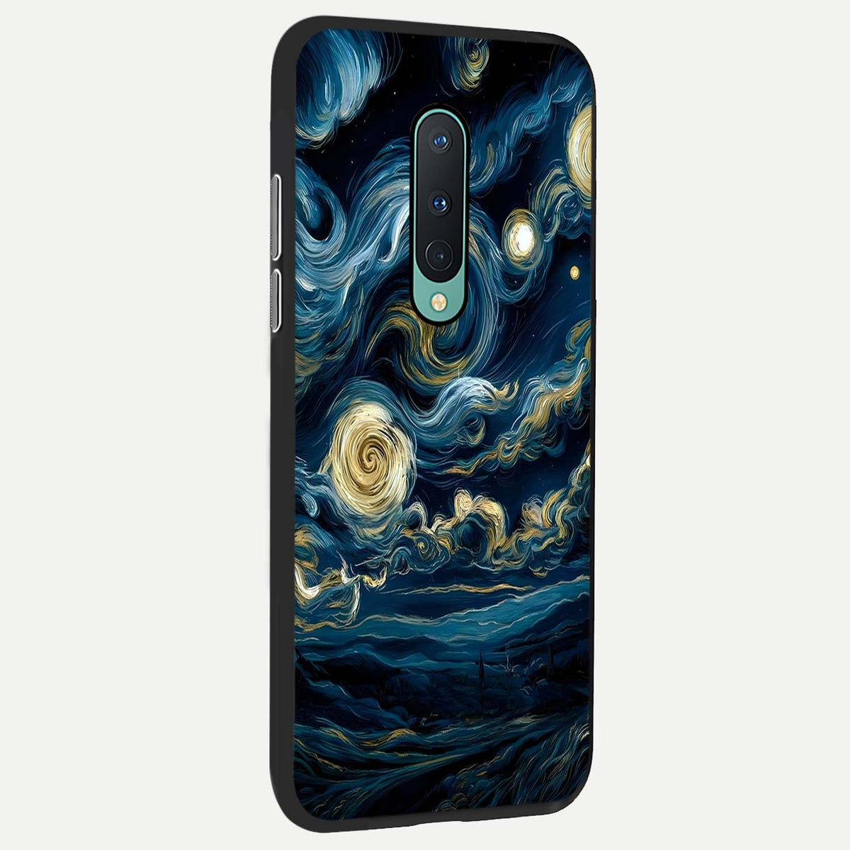 Midnight Sky Whirl back cover For OnePlus 8 slim fit glass case with vibrant aesthetic design