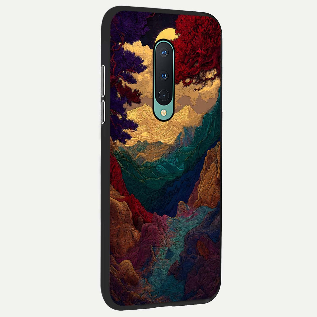 Mystic Valley Light back cover For OnePlus 8 slim fit glass case with vibrant aesthetic design