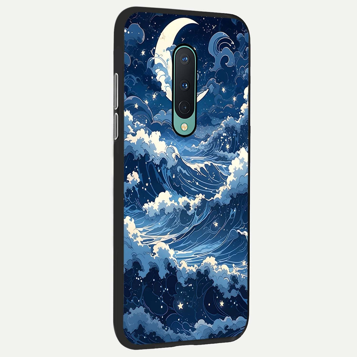 Ocean Moon Waves back cover For OnePlus 8 slim fit glass case with vibrant aesthetic design