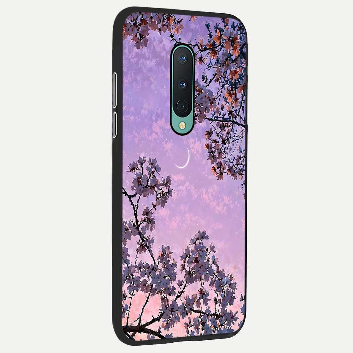 Purple Serenity Moon back cover For OnePlus 8 slim fit glass case with vibrant aesthetic design