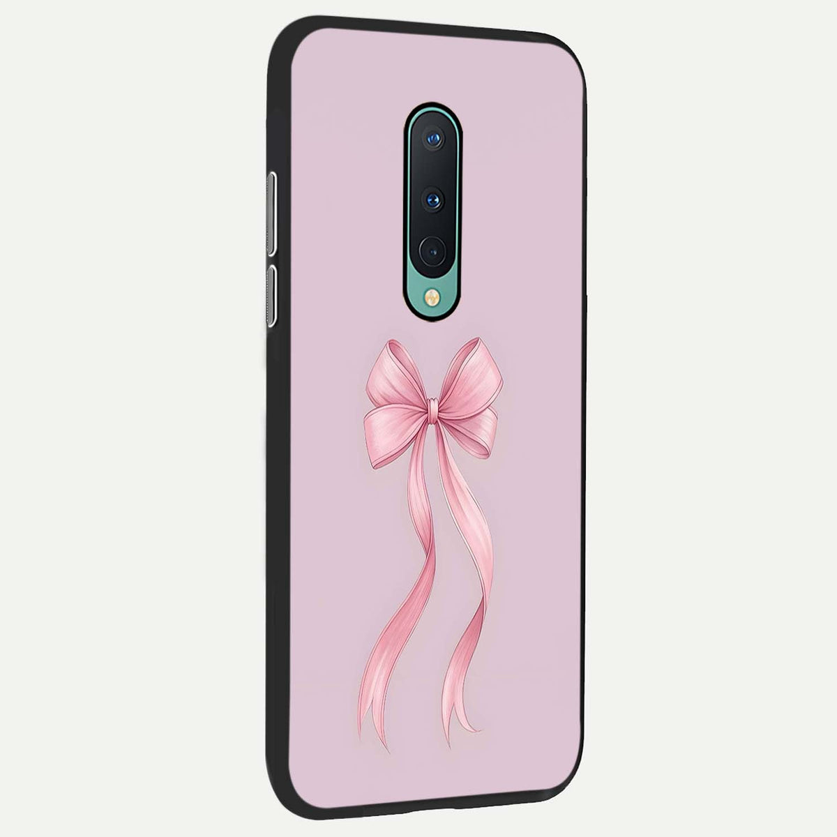 Soft Blush Bow back cover For OnePlus 8 slim fit glass case with vibrant aesthetic design