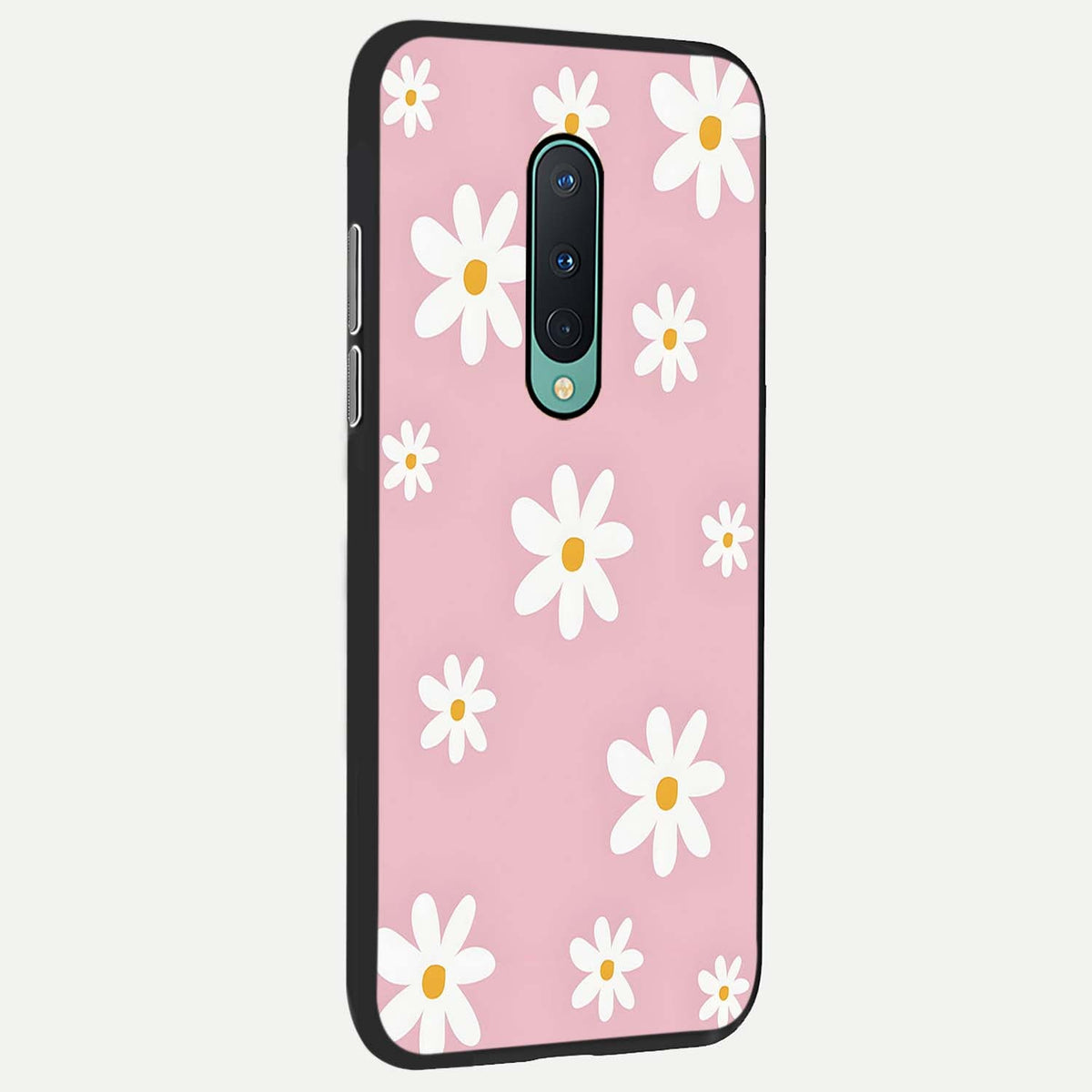 Soft Daisy Bliss back cover For OnePlus 8 slim fit glass case with vibrant aesthetic design