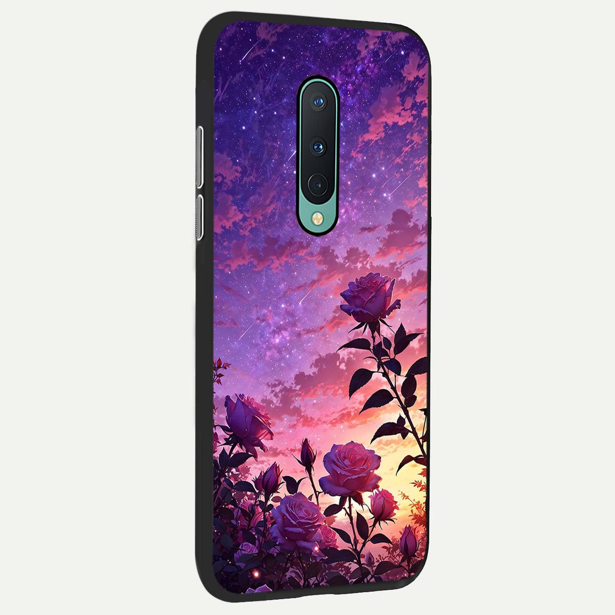 Starlit Rose Twilight back cover For OnePlus 8 slim fit glass case with vibrant aesthetic design