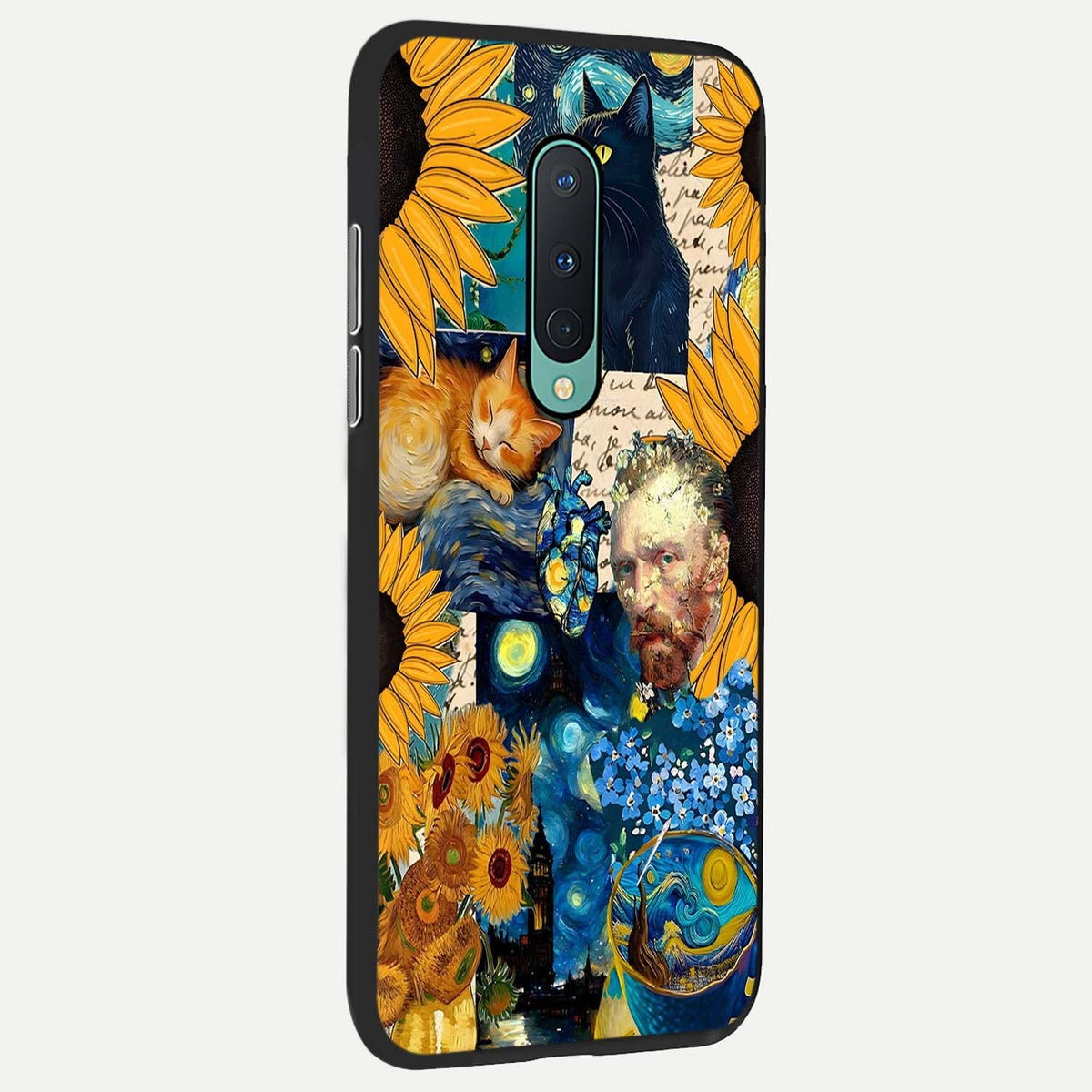 Sunflower Chic Mood Custom Name back cover For OnePlus 8 slim fit glass case with vibrant aesthetic design
