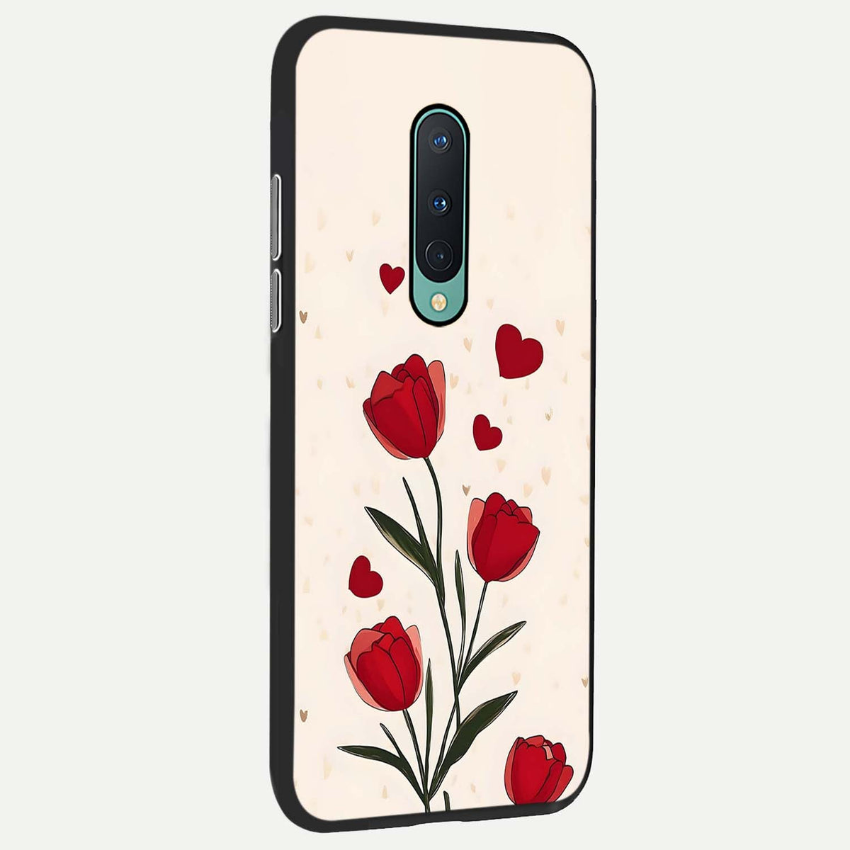 Tulip With Heart back cover For OnePlus 8 slim fit glass case with vibrant aesthetic design