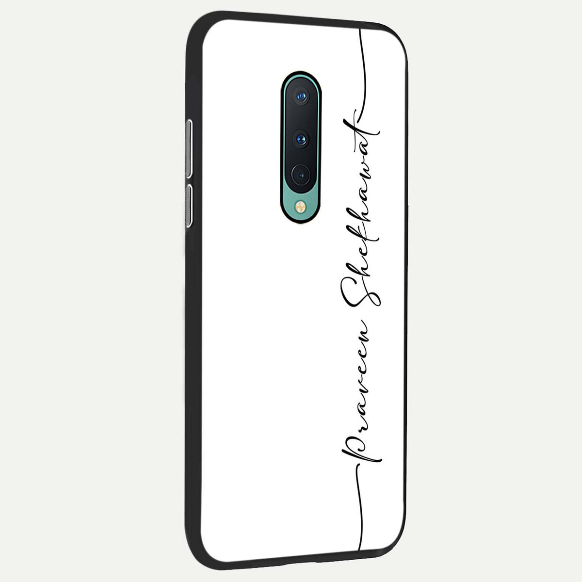 White Tune Custom Name back cover For OnePlus 8 slim fit personalized glass case with aesthetic design