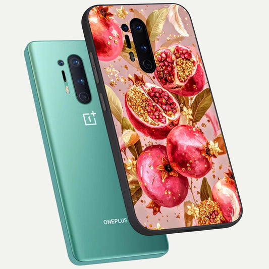 Golden Bloom Glow phone case For OnePlus 8 Pro showing premium glass back cover with detailed artwork