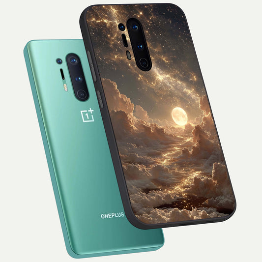 Golden Sky Dream phone case For OnePlus 8 Pro showing premium glass back cover with detailed artwork