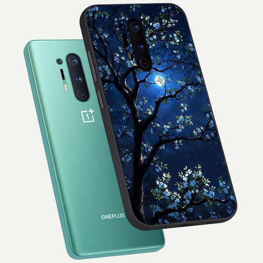 Mystic Floral Night phone case For OnePlus 8 Pro showing premium glass back cover with detailed artwork