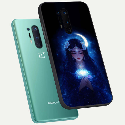 Mystic Moon Queen phone case For OnePlus 8 Pro showing premium glass back cover with detailed artwork