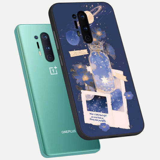 Starlit Cosmic Jar phone case For OnePlus 8 Pro showing premium glass back cover with detailed artwork