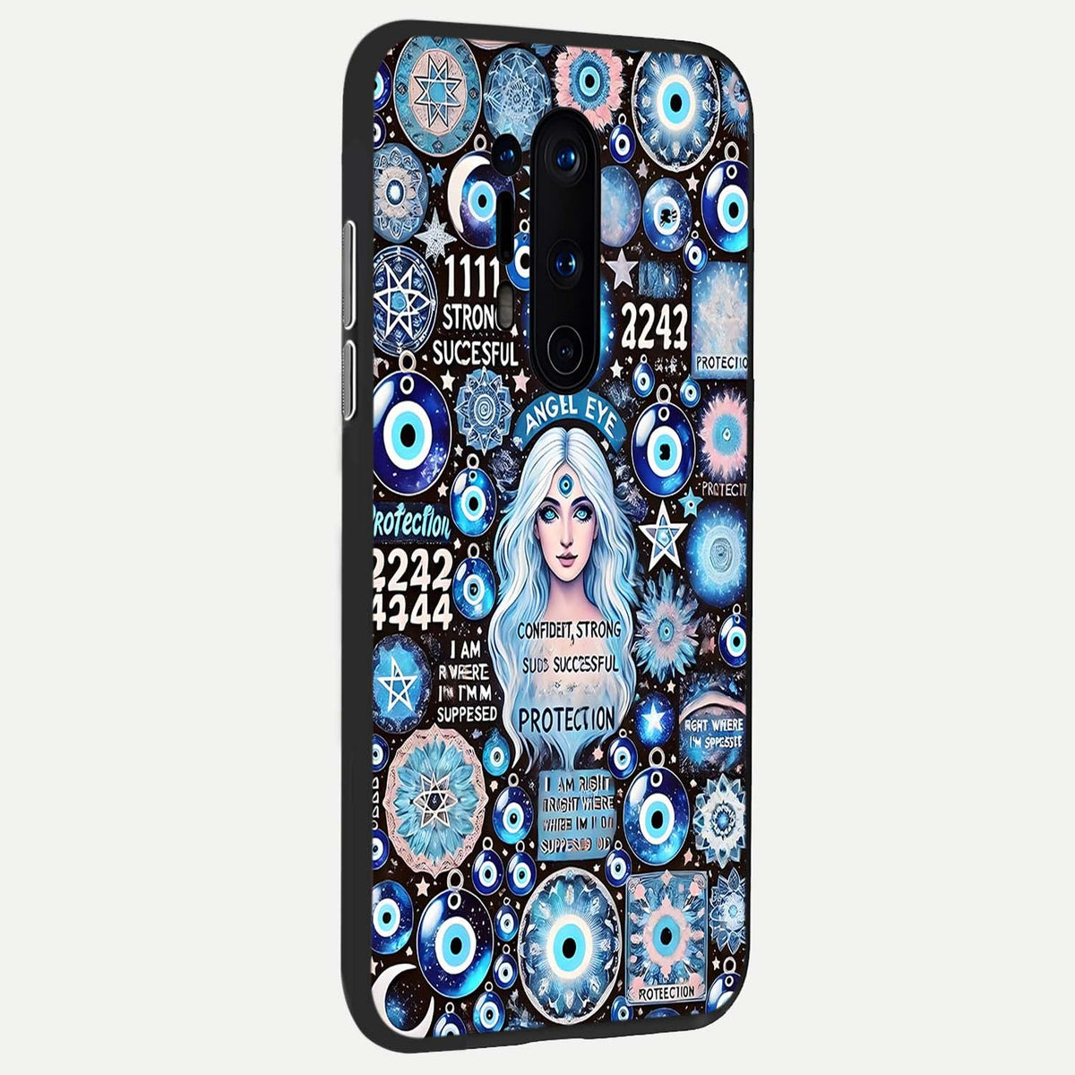 Angel Aura Shield back cover For OnePlus 8 Pro slim fit glass case with vibrant aesthetic design