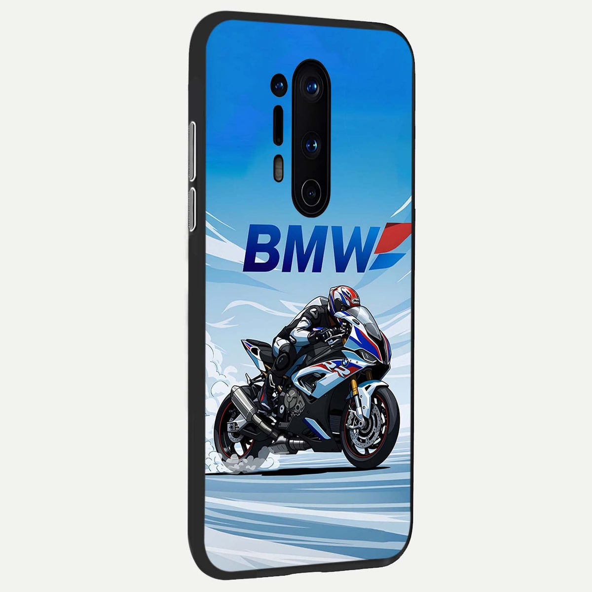 BMW Power Drift back cover For OnePlus 8 Pro slim fit glass case with vibrant aesthetic design