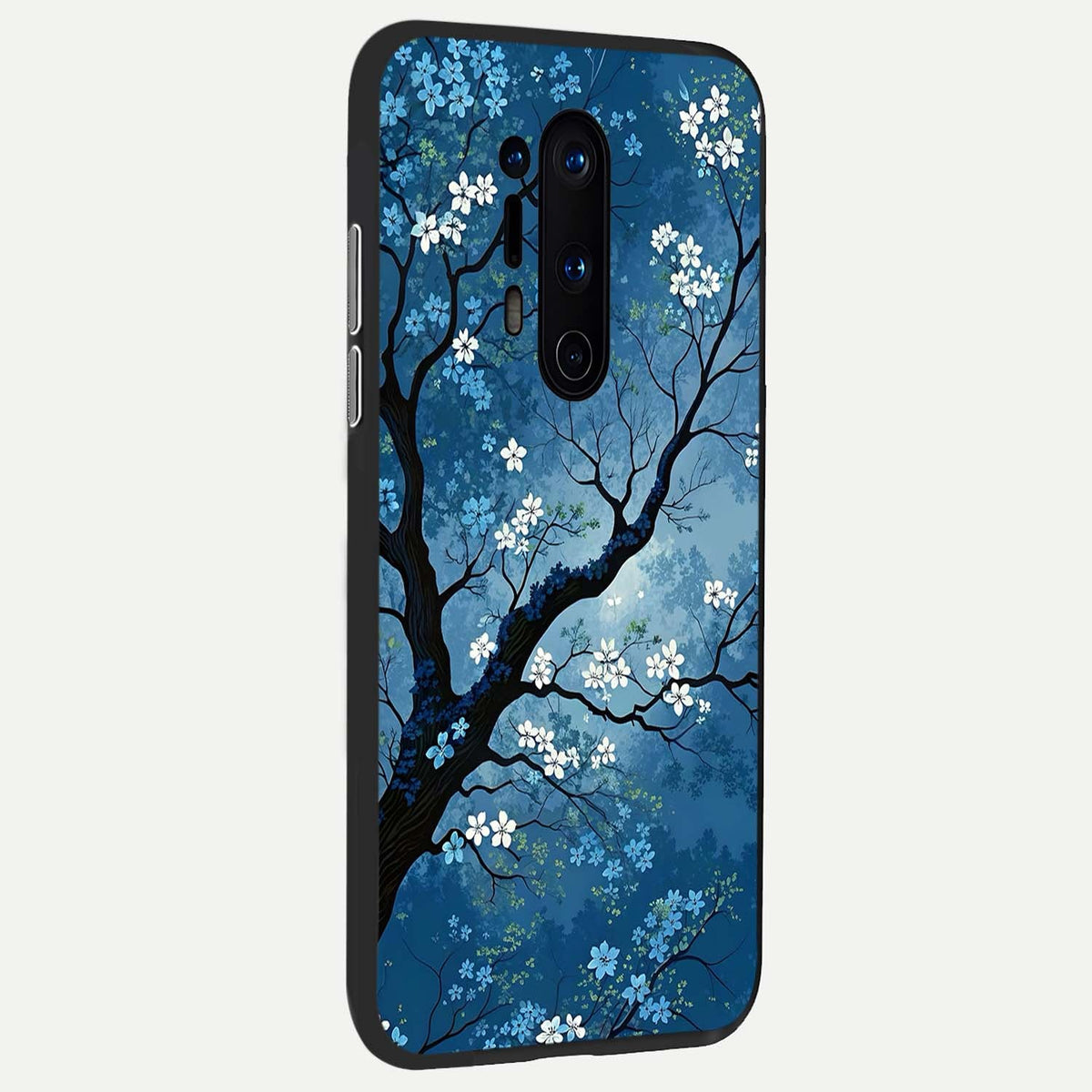 Blue Tree Serenity back cover For OnePlus 8 Pro slim fit glass case with vibrant aesthetic design