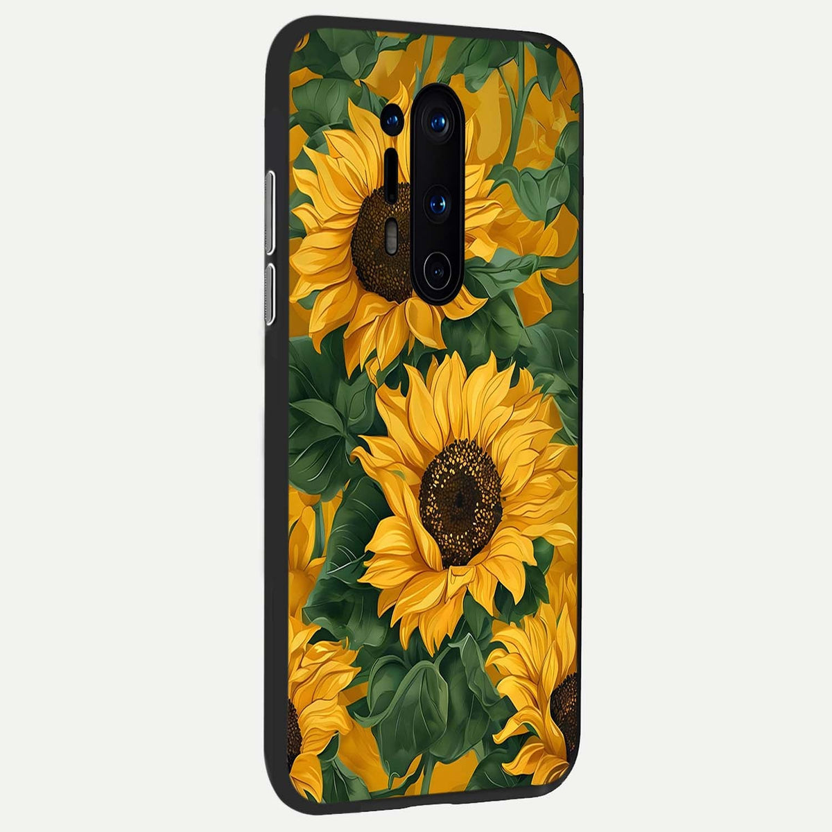Bright Sunflower Bloom back cover For OnePlus 8 Pro slim fit glass case with vibrant aesthetic design