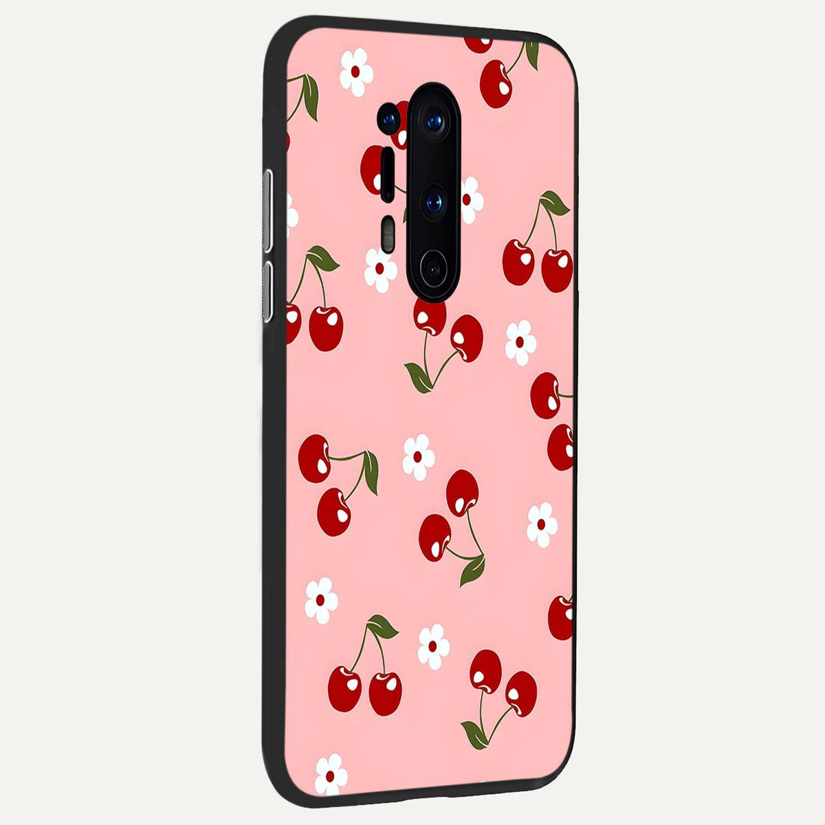 Cherry Love Mood back cover For OnePlus 8 Pro slim fit glass case with vibrant aesthetic design