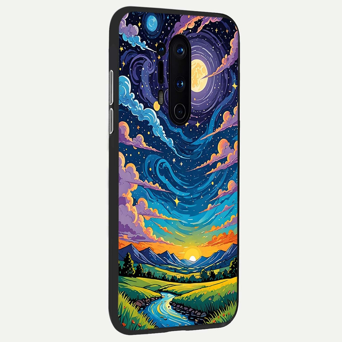 Dreamy Night Landscape back cover For OnePlus 8 Pro slim fit glass case with vibrant aesthetic design