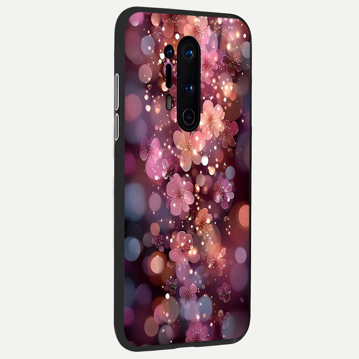 Glowing Petal Bliss back cover For OnePlus 8 Pro slim fit glass case with vibrant aesthetic design