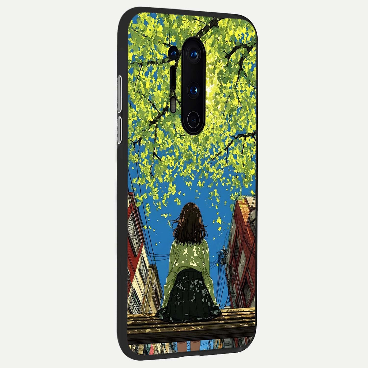 Golden Leaves Glow back cover For OnePlus 8 Pro slim fit glass case with vibrant aesthetic design