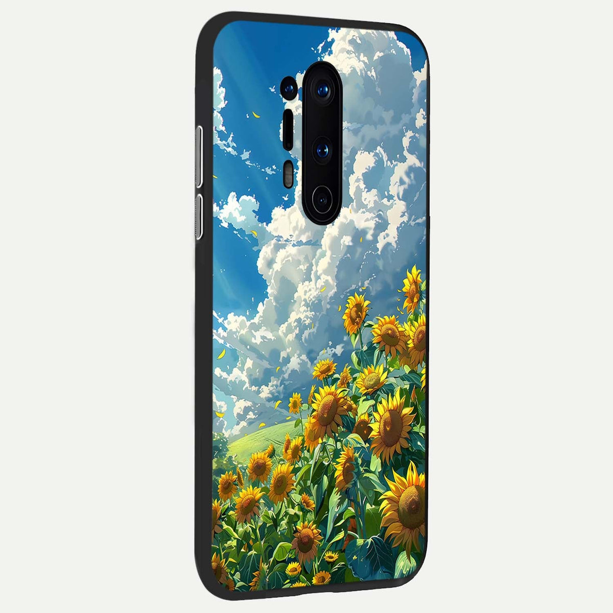 Golden Sun Glory back cover For OnePlus 8 Pro slim fit glass case with vibrant aesthetic design