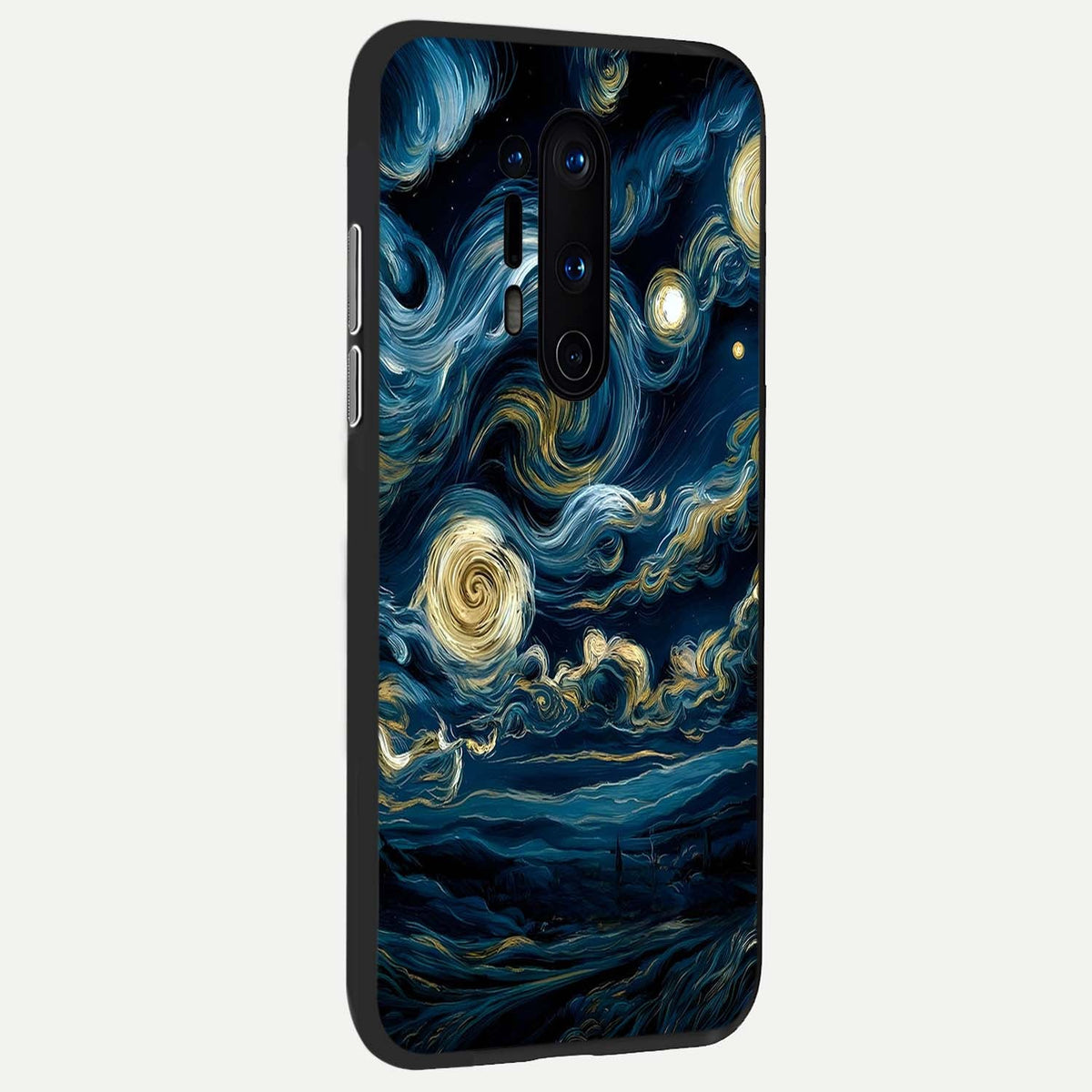 Midnight Sky Whirl back cover For OnePlus 8 Pro slim fit glass case with vibrant aesthetic design