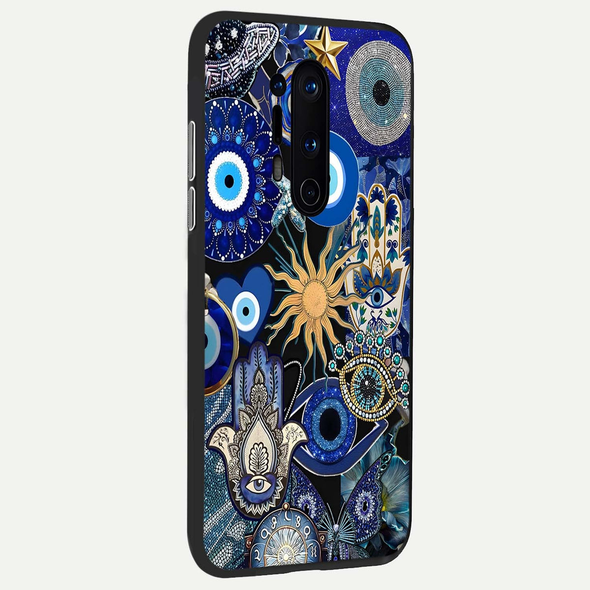 Mystic Blue Evil Eye back cover For OnePlus 8 Pro slim fit glass case with vibrant aesthetic design