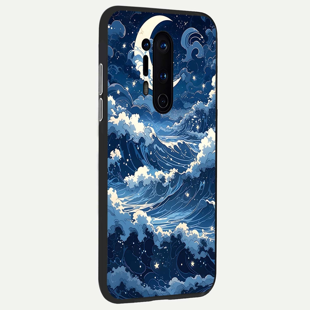 Ocean Moon Waves back cover For OnePlus 8 Pro slim fit glass case with vibrant aesthetic design