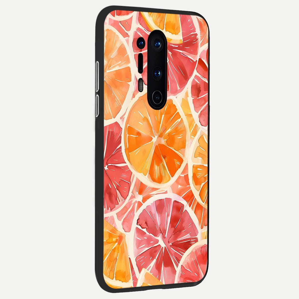 Orange Fruits Pattern back cover For OnePlus 8 Pro slim fit glass case with vibrant aesthetic design