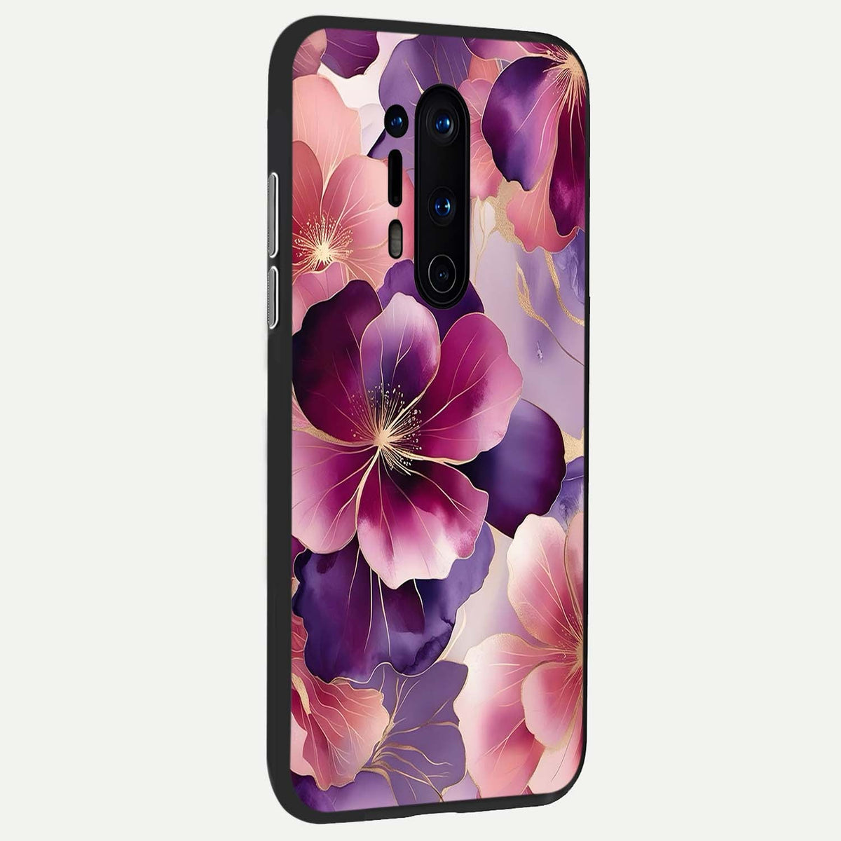 Pink Bouquet Florals back cover For OnePlus 8 Pro slim fit glass case with vibrant aesthetic design