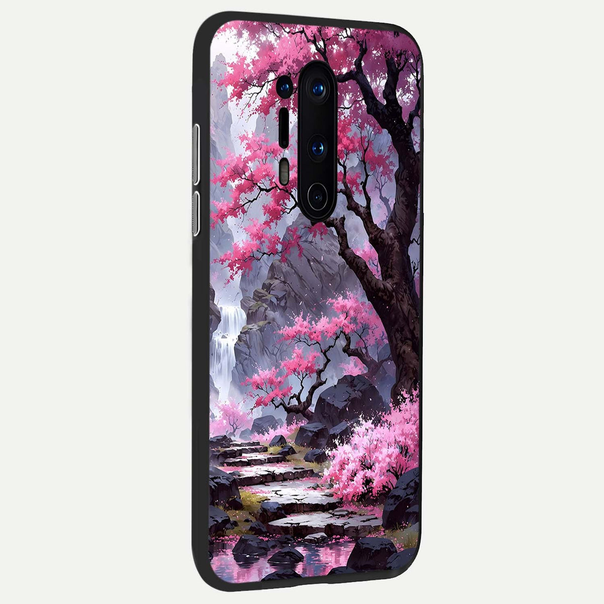Pink Sunflower Glow back cover For OnePlus 8 Pro slim fit glass case with vibrant aesthetic design