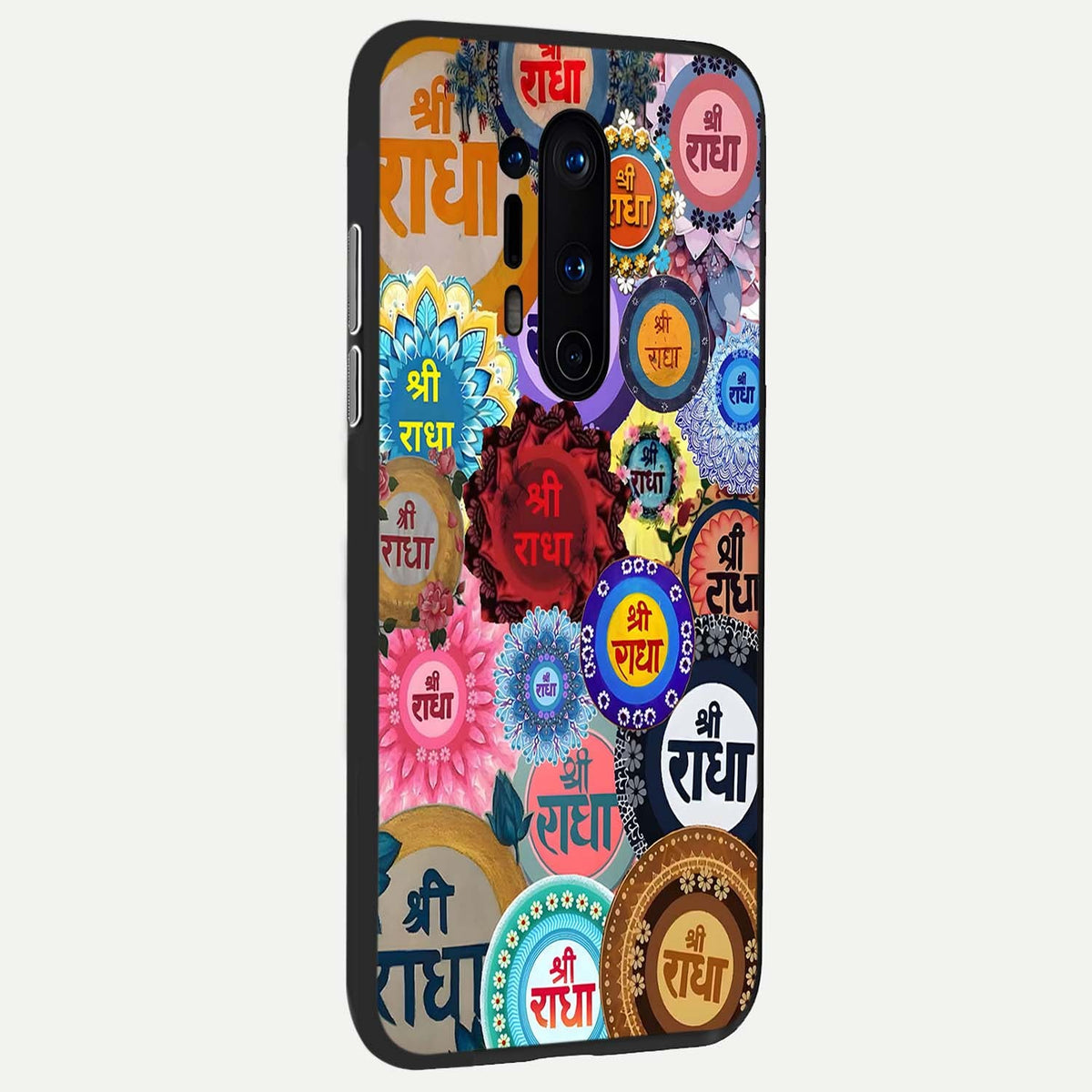 Radha Divine Bloom back cover For OnePlus 8 Pro slim fit glass case with vibrant aesthetic design