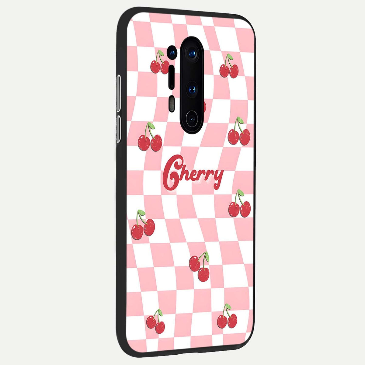 Sweet Cherry Vibes back cover For OnePlus 8 Pro slim fit glass case with vibrant aesthetic design