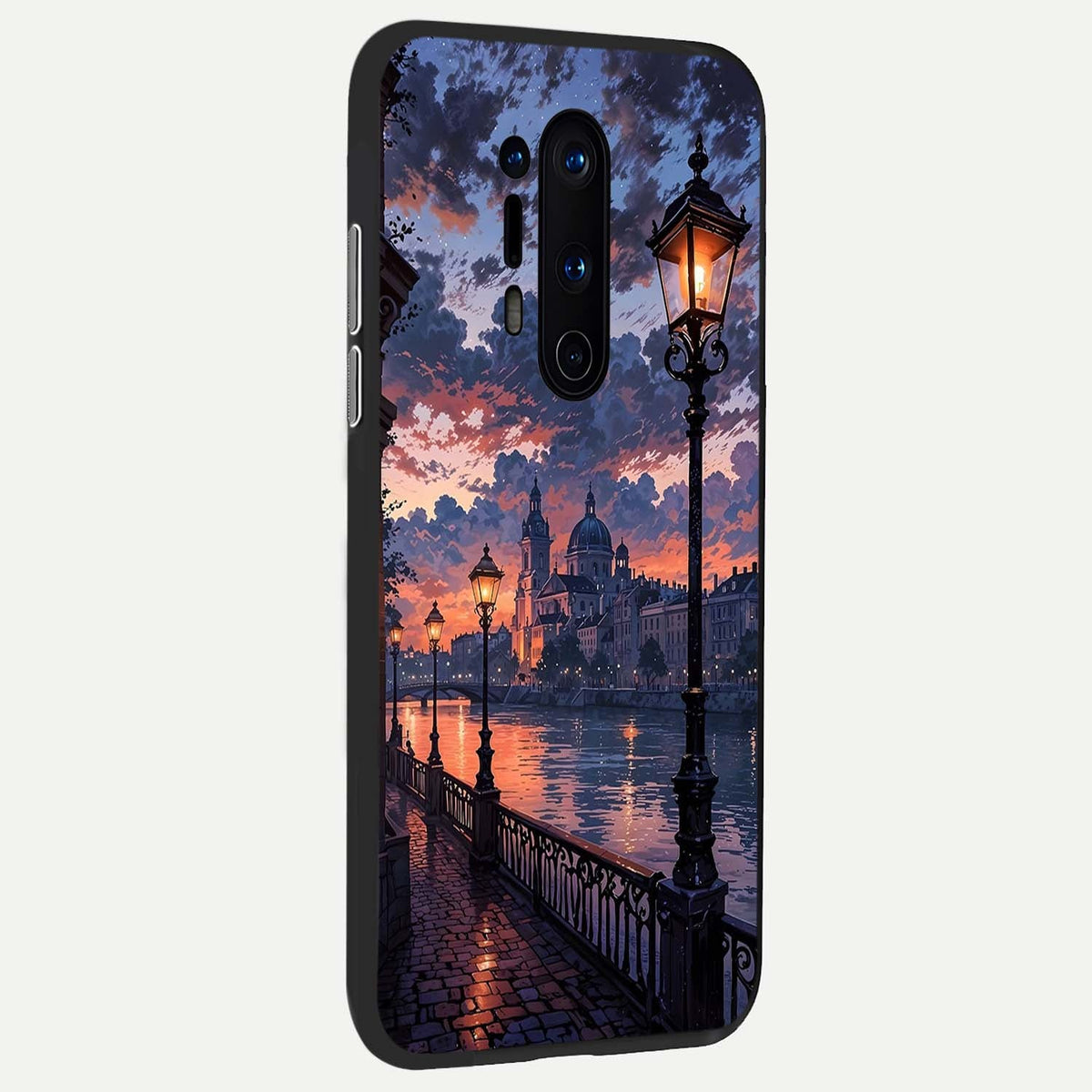 Twilight River Lights back cover For OnePlus 8 Pro slim fit glass case with vibrant aesthetic design
