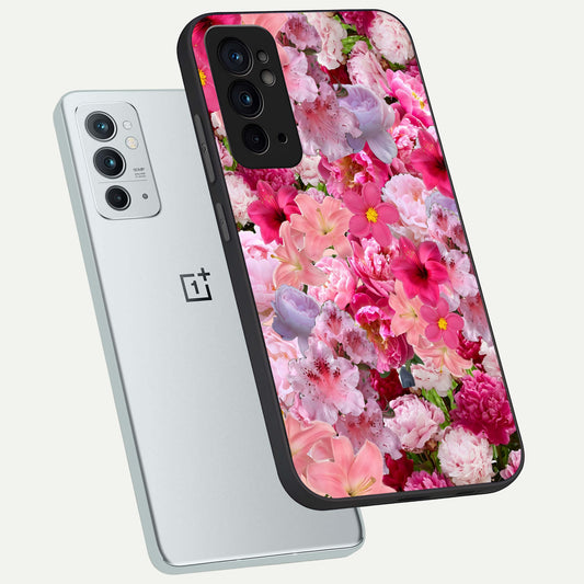 Bloom Crush Fantasy phone case For OnePlus 9RT showing premium glass back cover with detailed artwork