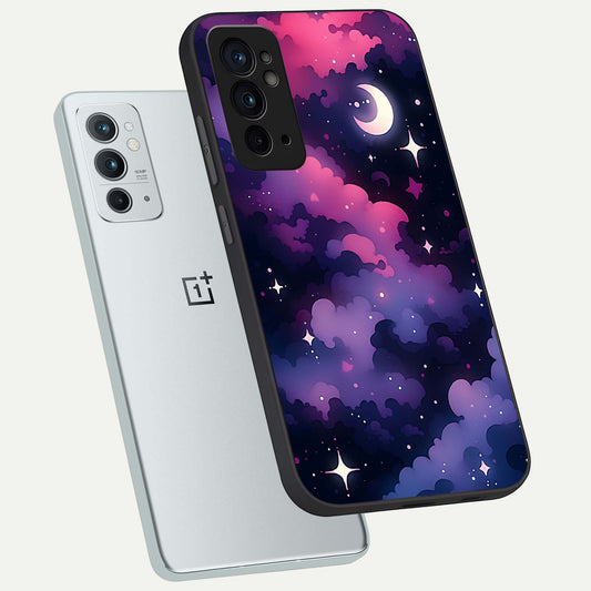 Celestial Moon Magic phone case For OnePlus 9RT showing premium glass back cover with detailed artwork