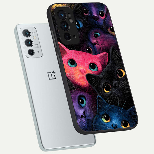 Cosmic Cats Dreams phone case For OnePlus 9RT showing premium glass back cover with detailed artwork