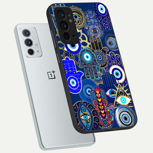 Mystic Palm Guard phone case For OnePlus 9RT showing premium glass back cover with detailed artwork