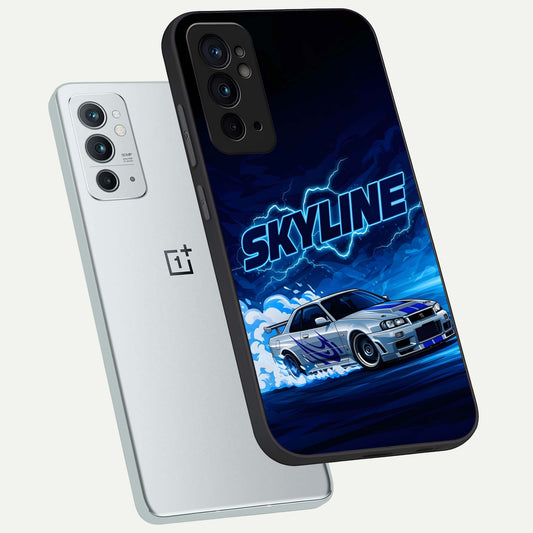 Neon Drift Beast phone case For OnePlus 9RT showing premium glass back cover with detailed artwork